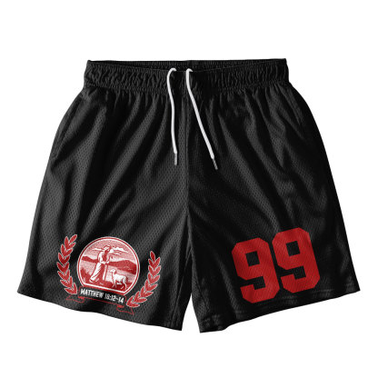 He Left The 99 To Save Me Christian Mesh Shorts