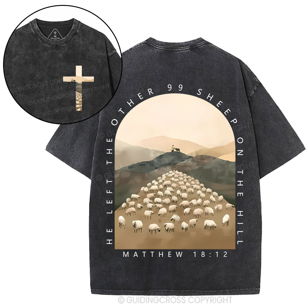 He Left The Other 99 Sheep On The Hill Christian Washed T-Shirt