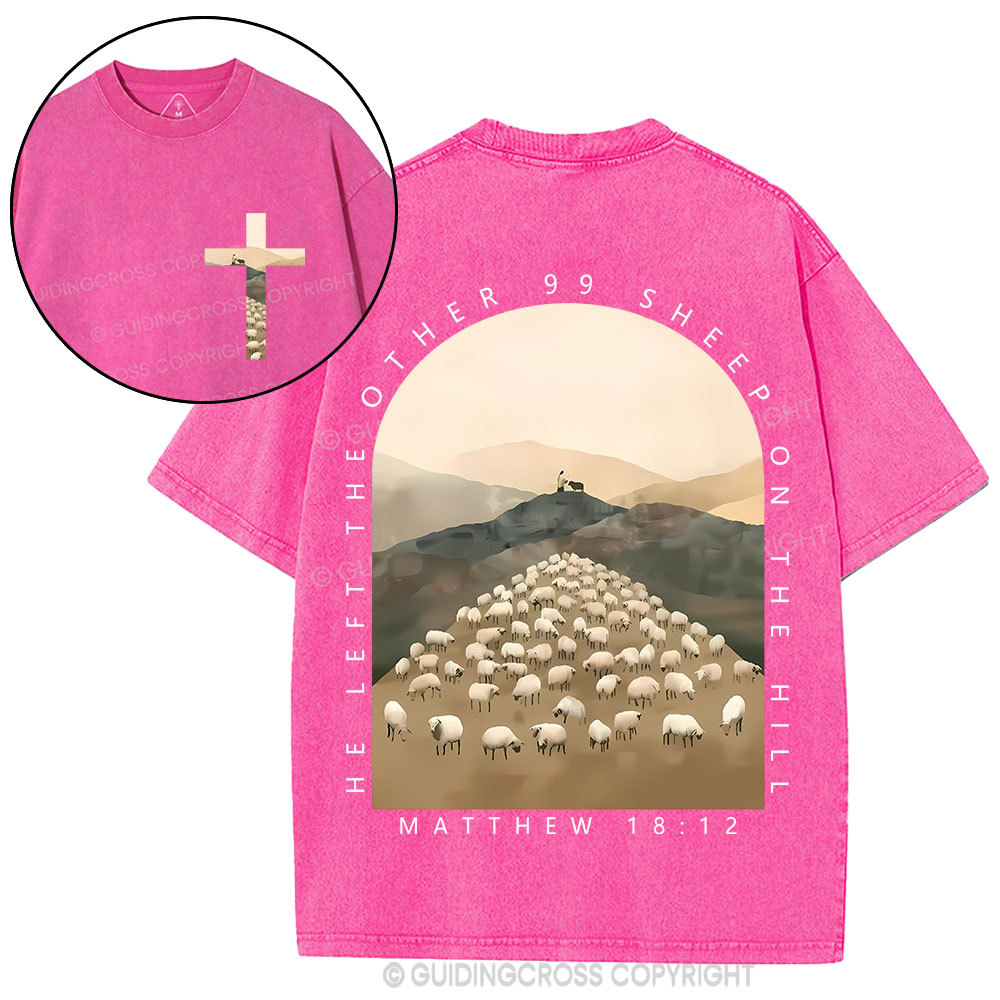 He Left The Other 99 Sheep On The Hill Christian Washed T-Shirt