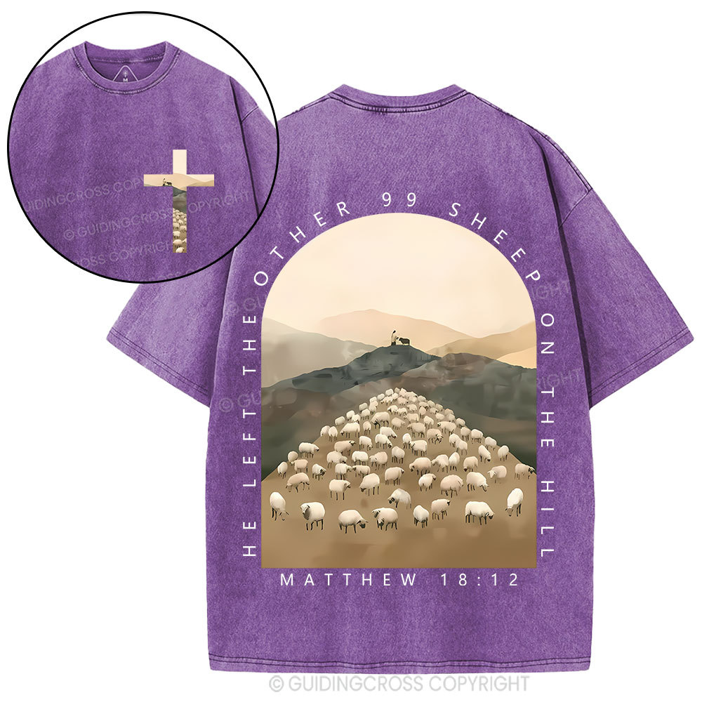 He Left The Other 99 Sheep On The Hill Christian Washed T-Shirt