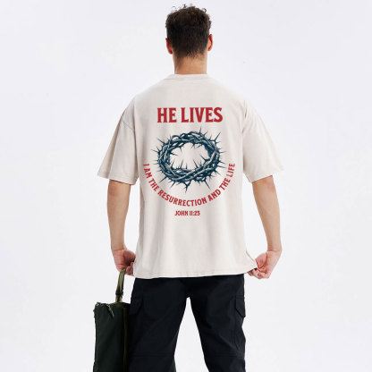 He Lives I Am The Resurrection And The Life Christian Washed T-Shirt