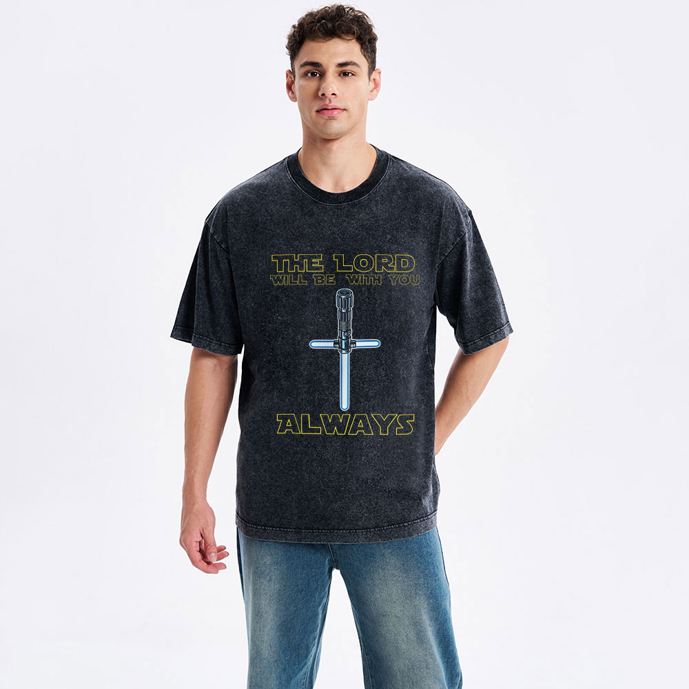 He Lord Will Be With You Always Christian Washed T-Shirt