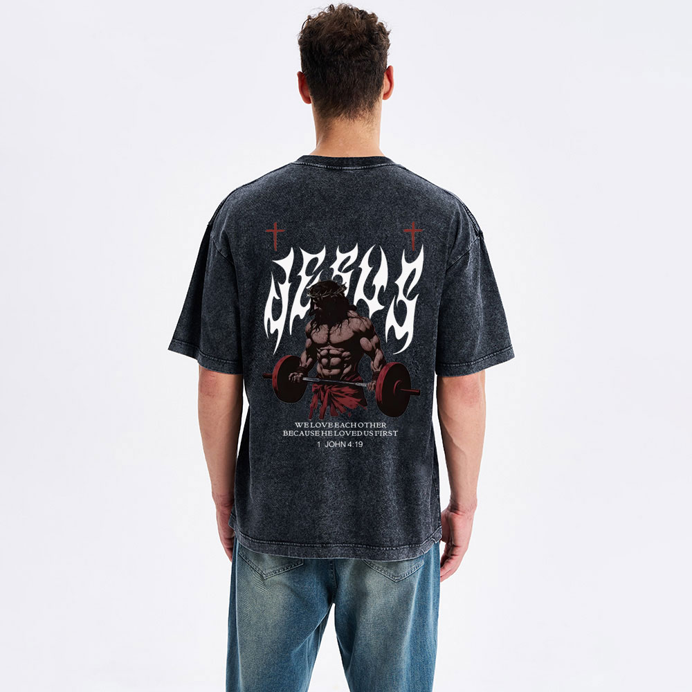 He Loved Us First Christian Washed T-Shirt