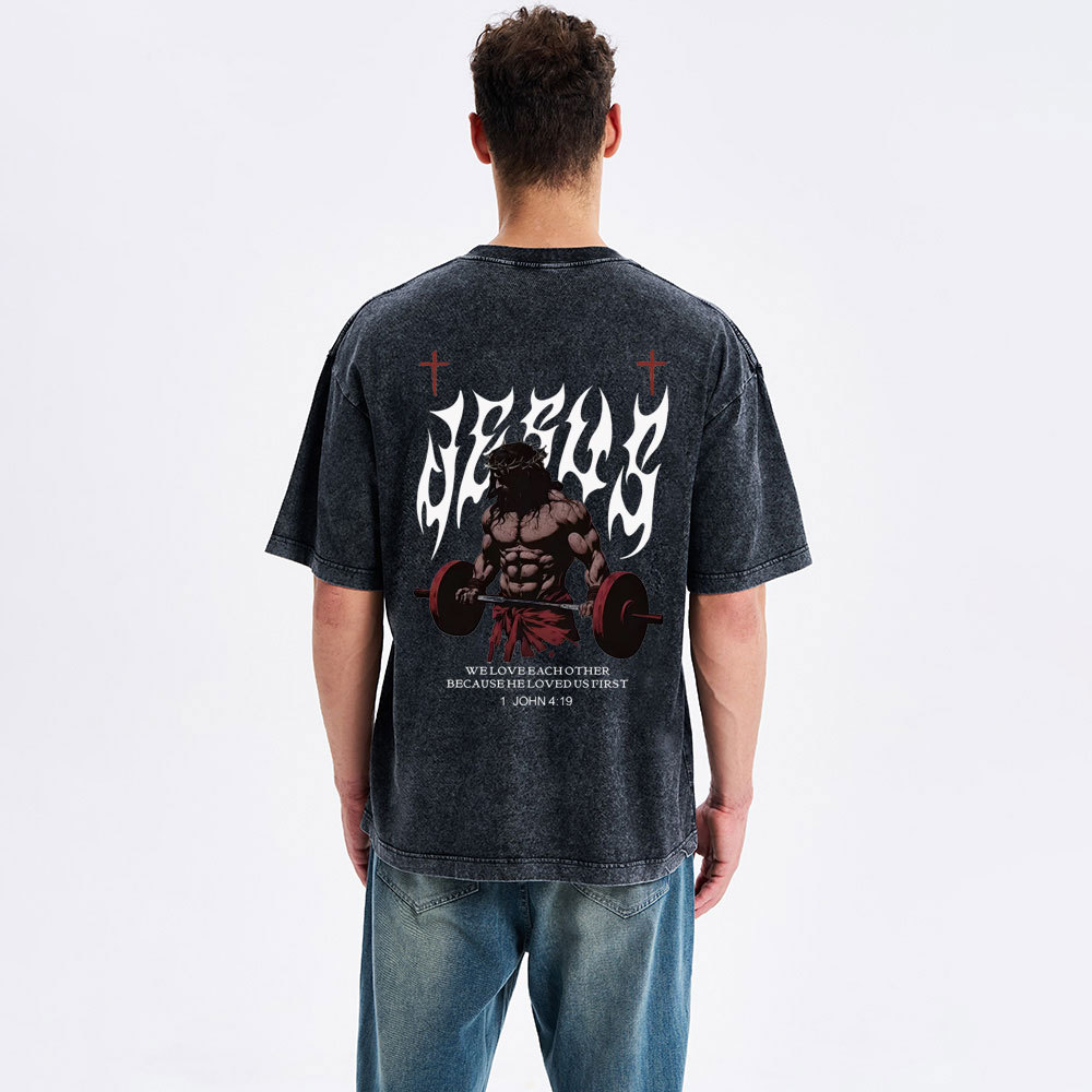 He Loved Us First Christian Washed T-Shirt