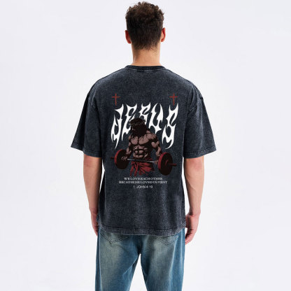 He Loved Us First Christian Washed T-Shirt