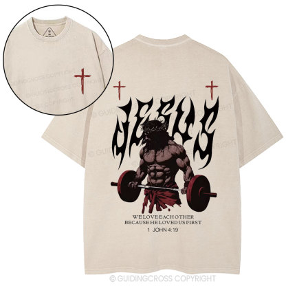 He Loved Us First Christian Washed T-Shirt