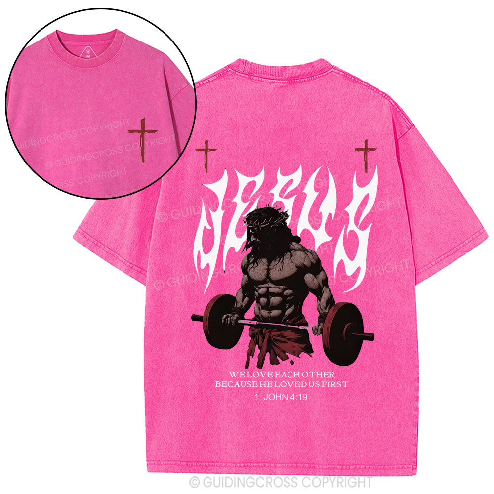 He Loved Us First Christian Washed T-Shirt