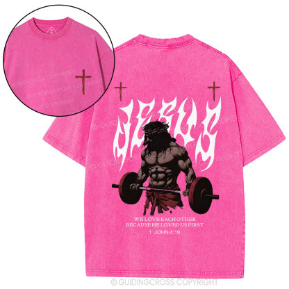 He Loved Us First Christian Washed T-Shirt