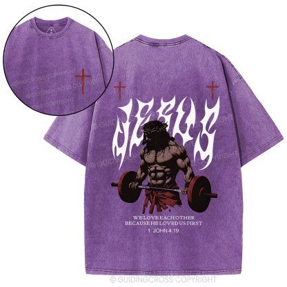 He Loved Us First Christian Washed T-Shirt