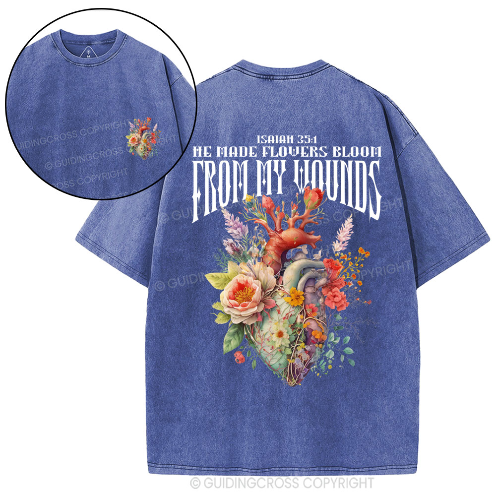 He Made Flowers Bloom Christian Washed T-Shirt