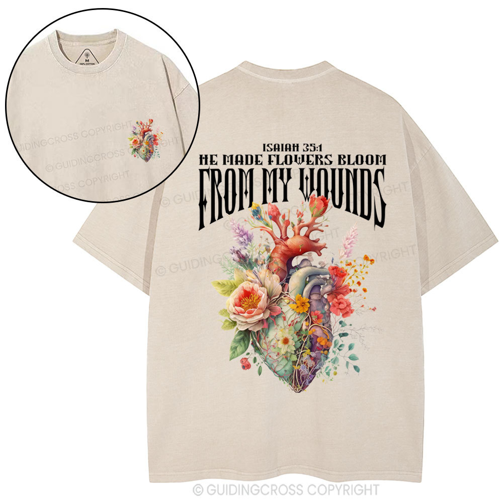 He Made Flowers Bloom Christian Washed T-Shirt