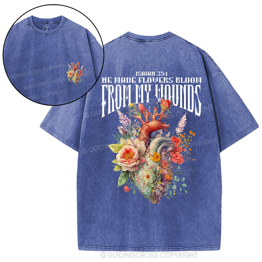 He Made Flowers Bloom Christian Washed T-Shirt
