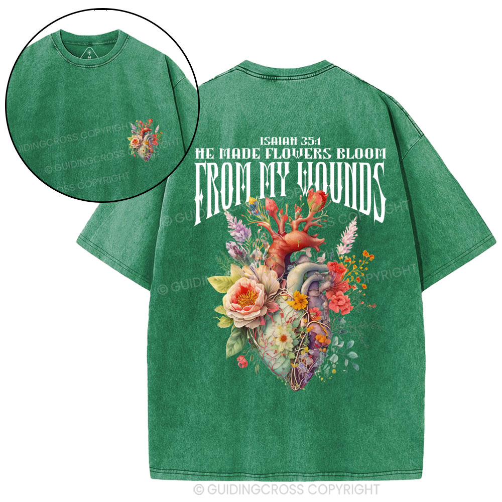 He Made Flowers Bloom Christian Washed T-Shirt