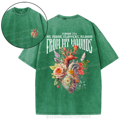 He Made Flowers Bloom Christian Washed T-Shirt