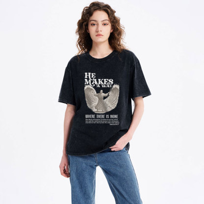He Makes A Way Christian Washed T-Shirt