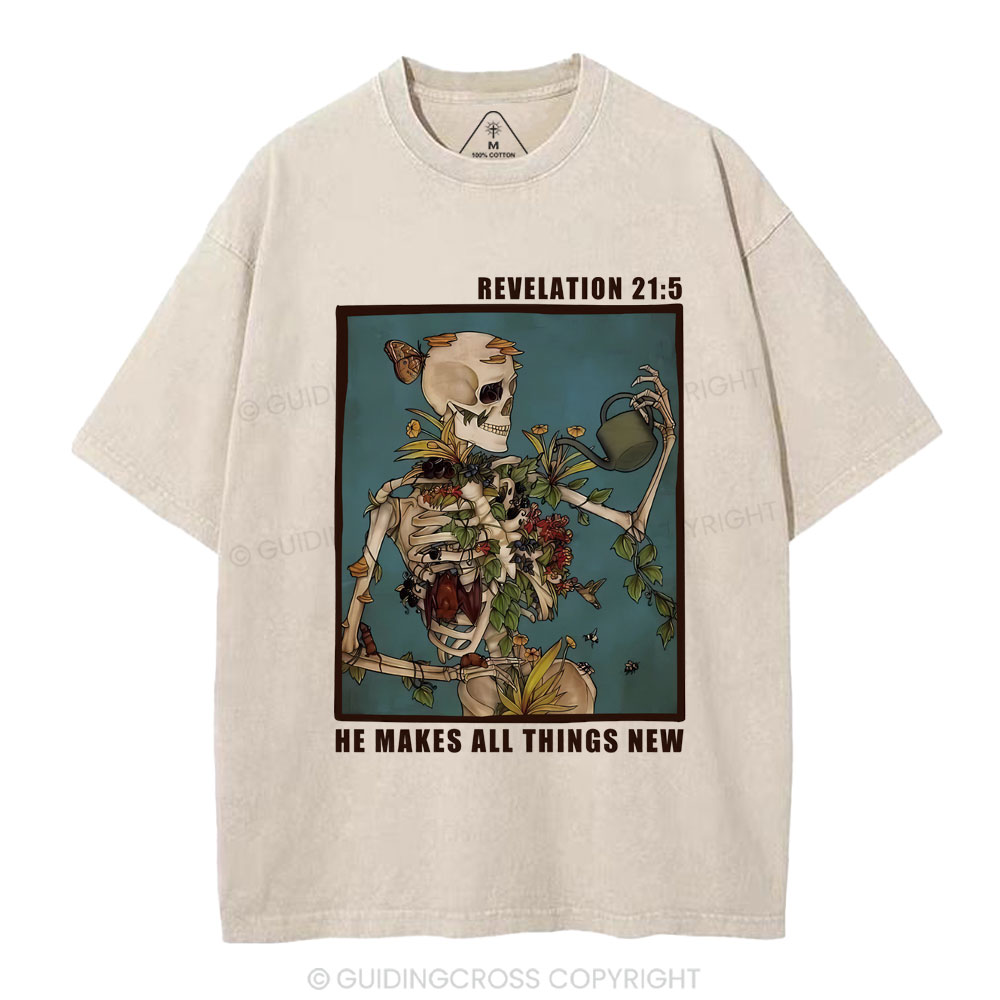 He Makes All Things New Christian Washed T-Shirt