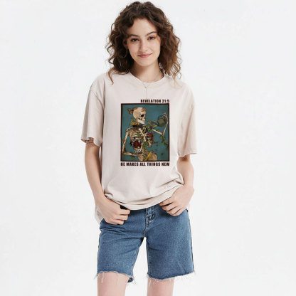 He Makes All Things New Christian Washed T-Shirt