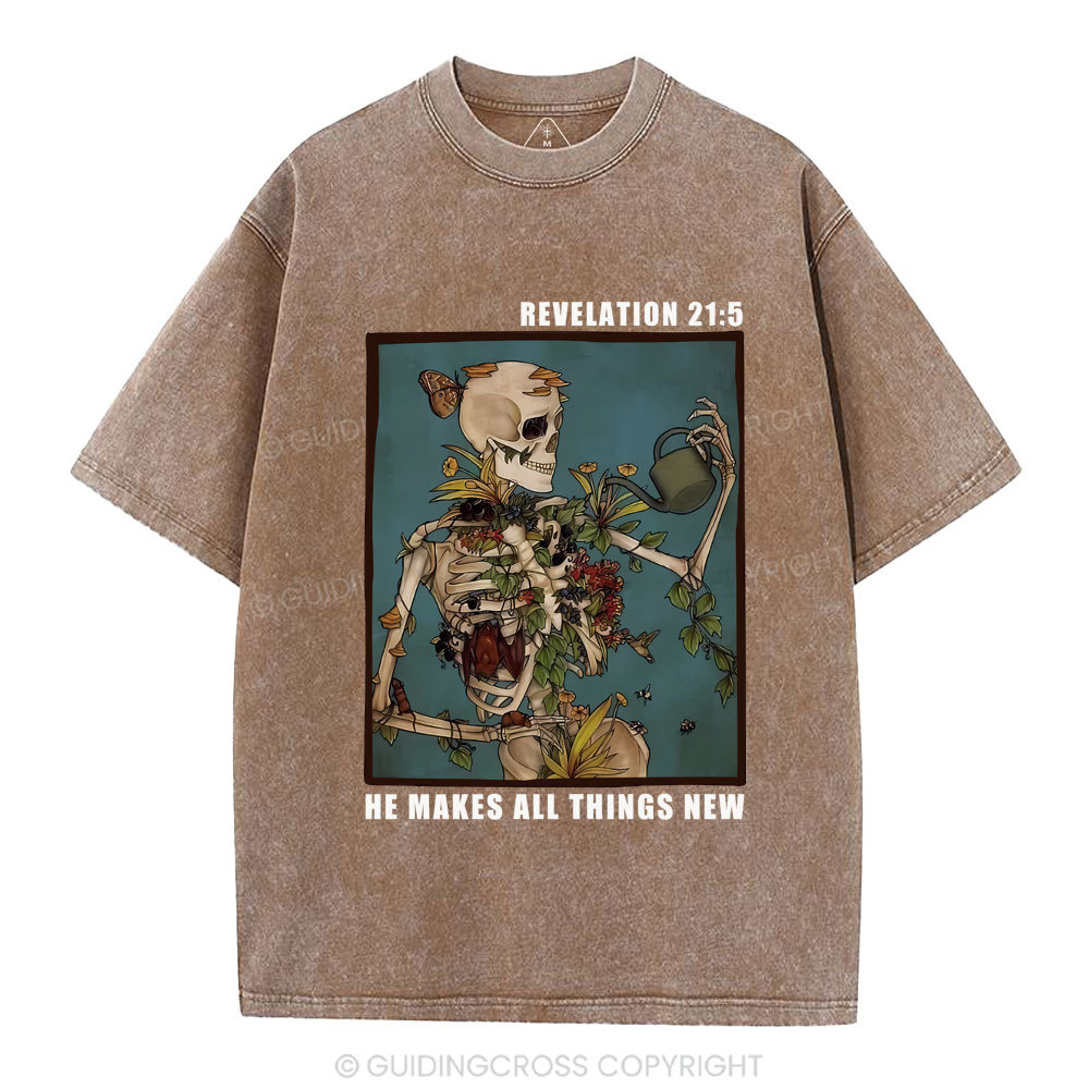 He Makes All Things New Christian Washed T-Shirt