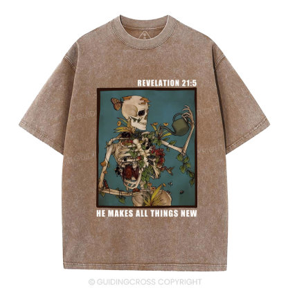 He Makes All Things New Christian Washed T-Shirt