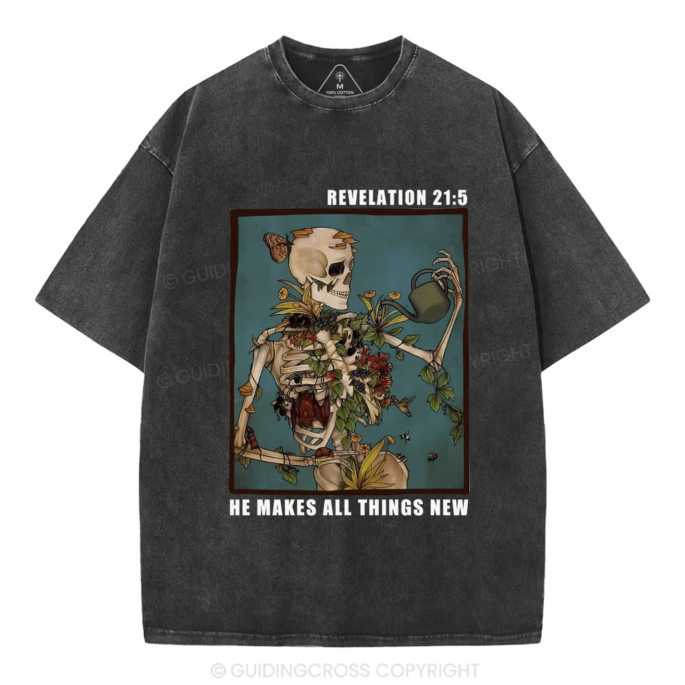 He Makes All Things New Christian Washed T-Shirt