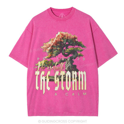 He Maketh The Storm A Calm Christian Washed T-Shirt