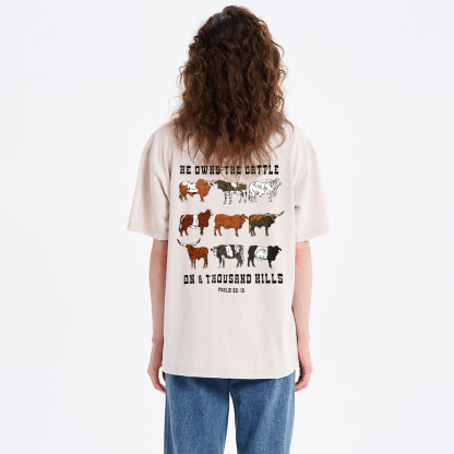 He Owns The Cattle On A Thousand Hills Christian Washed T-Shirt