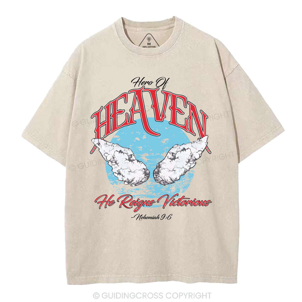 He Reigns Victorious Christian Washed T-Shirt
