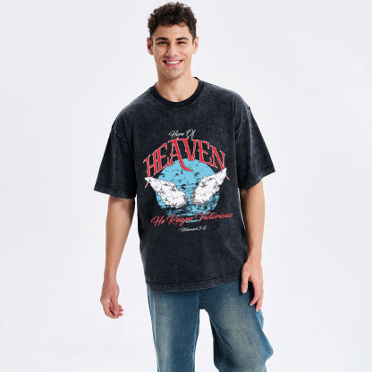 He Reigns Victorious Christian Washed T-Shirt