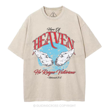 He Reigns Victorious Christian Washed T-Shirt