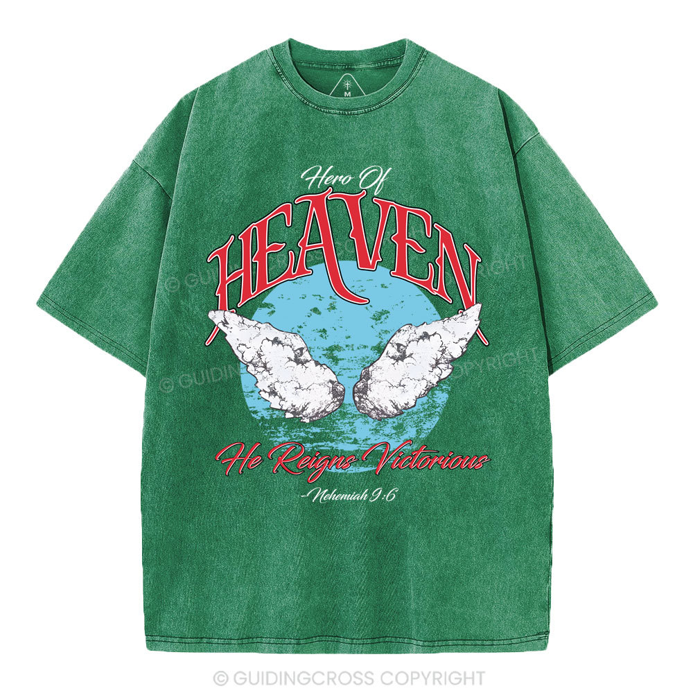 He Reigns Victorious Christian Washed T-Shirt