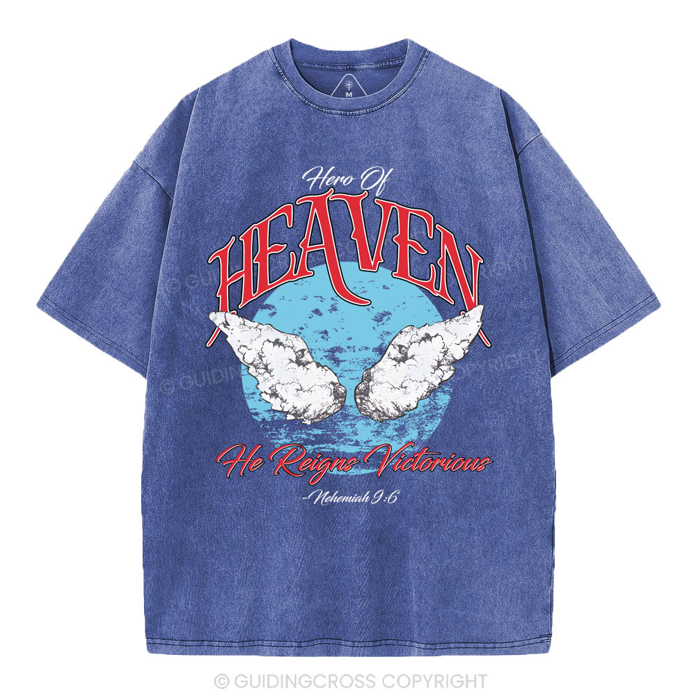 He Reigns Victorious Christian Washed T-Shirt