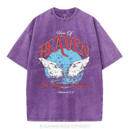 He Reigns Victorious Christian Washed T-Shirt