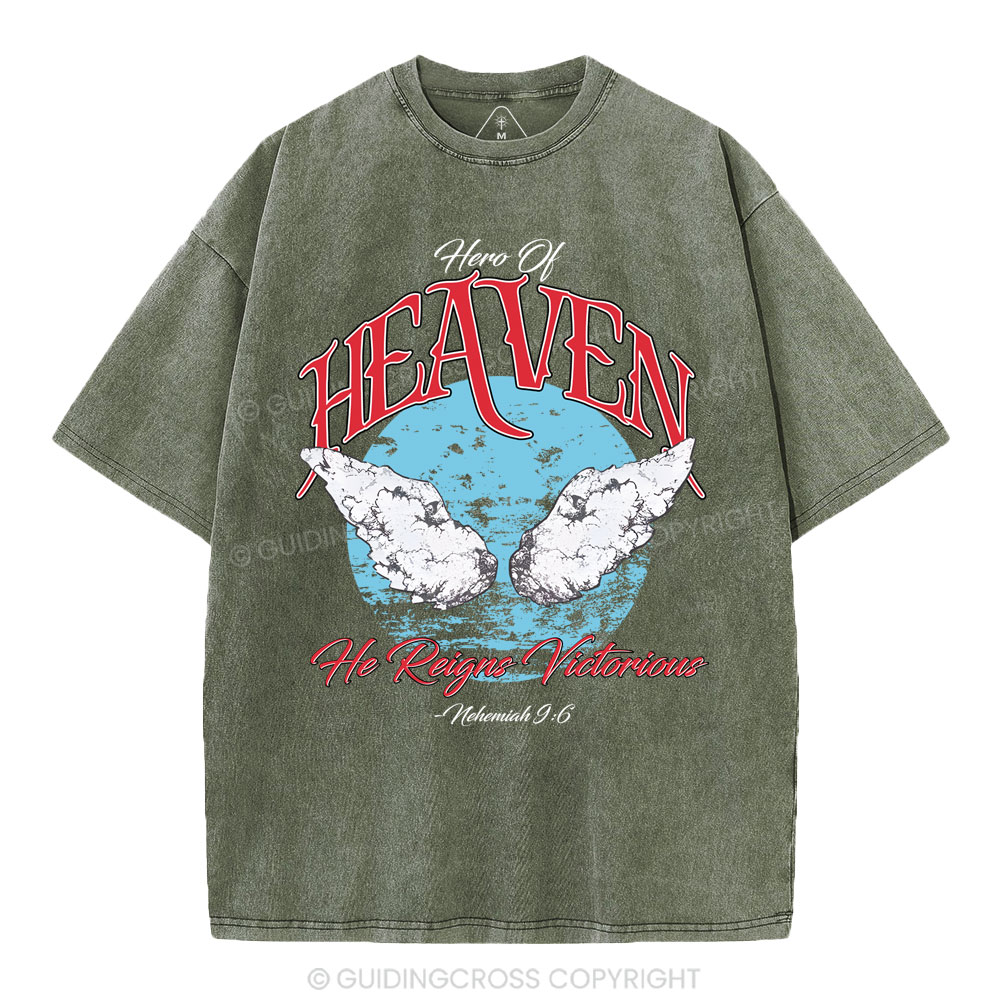 He Reigns Victorious Christian Washed T-Shirt
