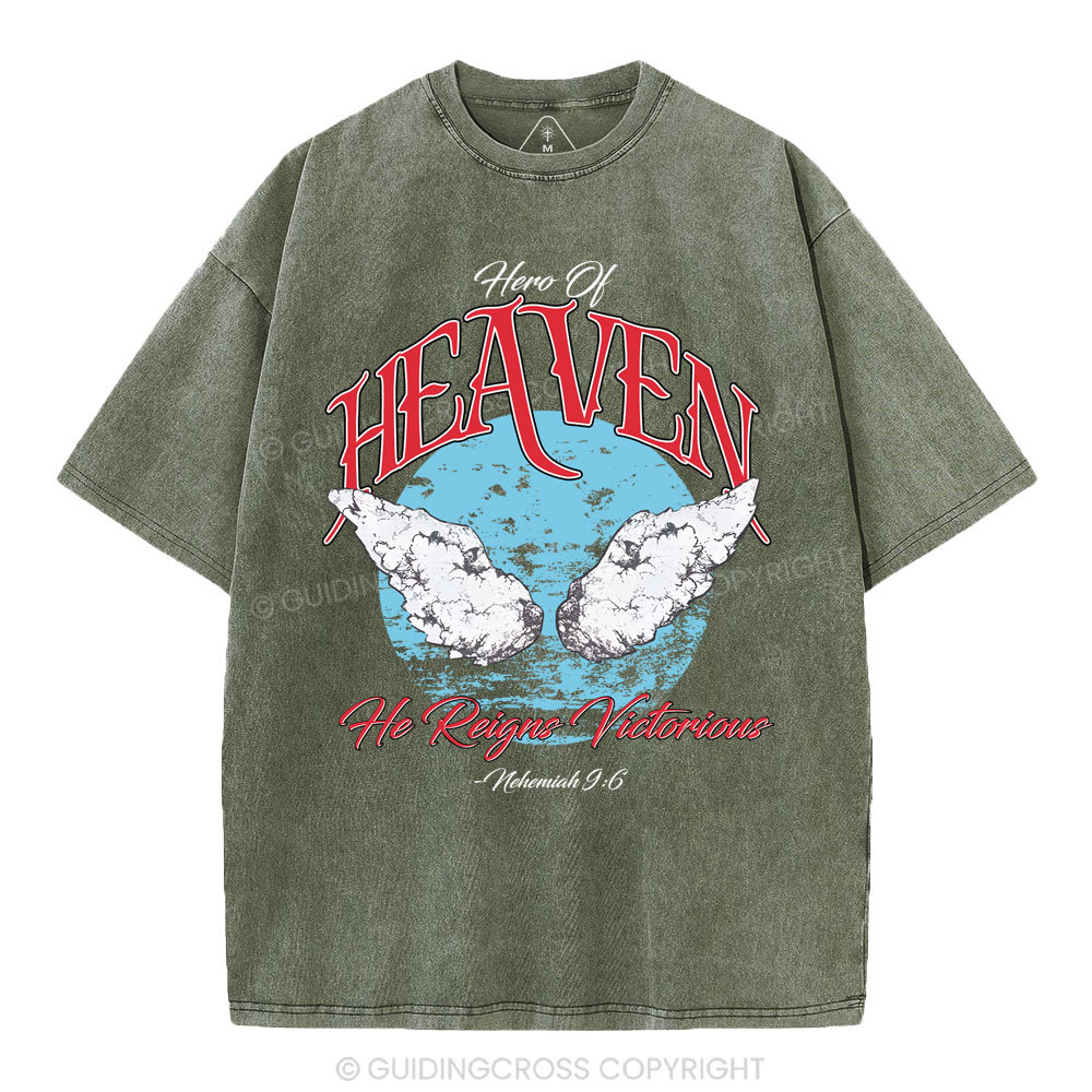 He Reigns Victorious Christian Washed T-Shirt