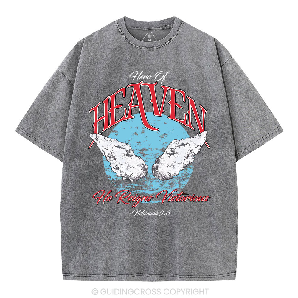 He Reigns Victorious Christian Washed T-Shirt