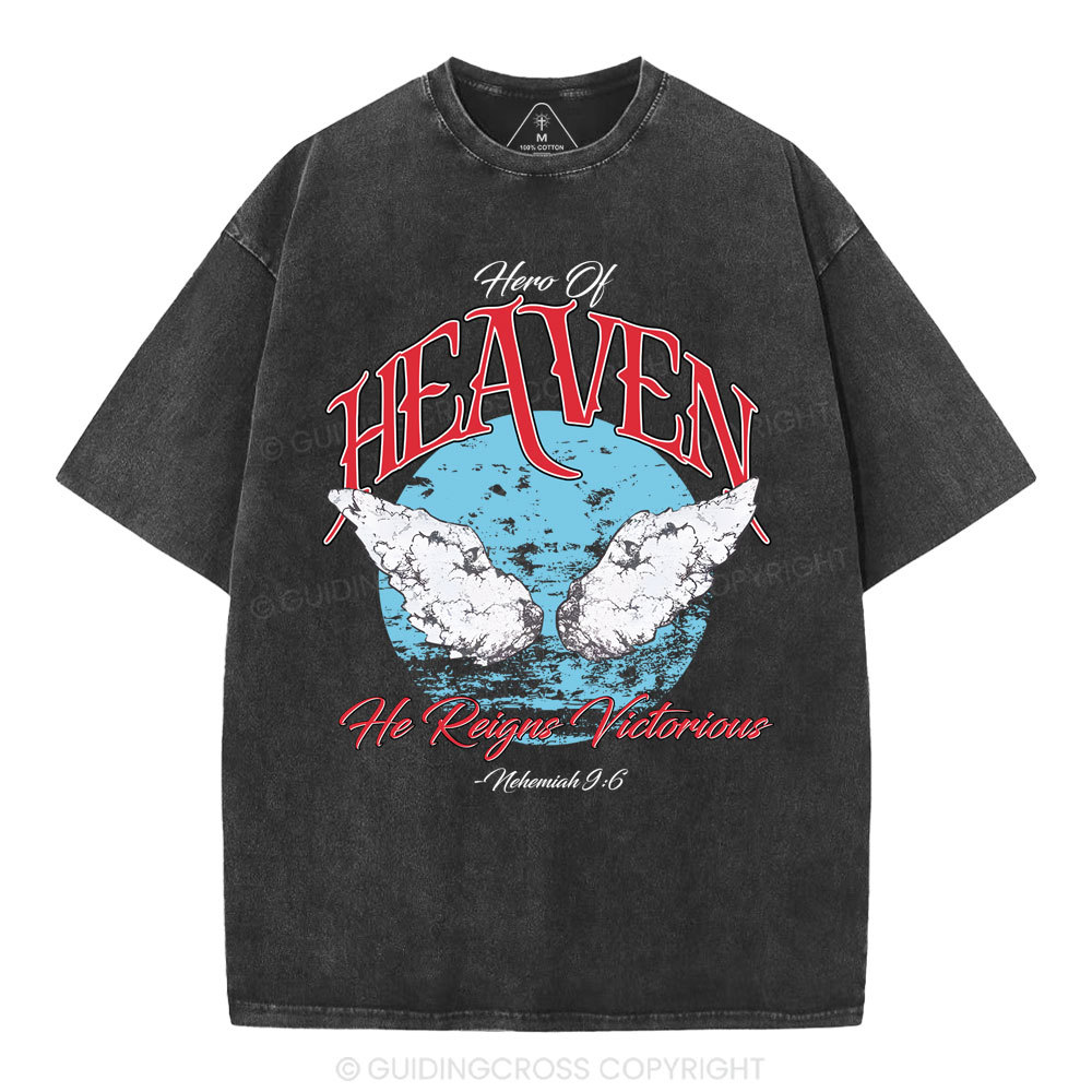 He Reigns Victorious Christian Washed T-Shirt