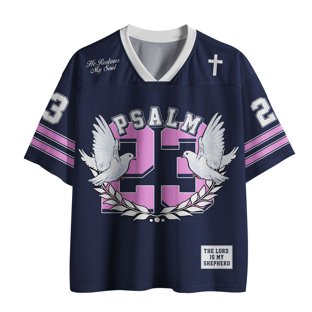 He Restore My Soul Christian Navy Mesh Jersey