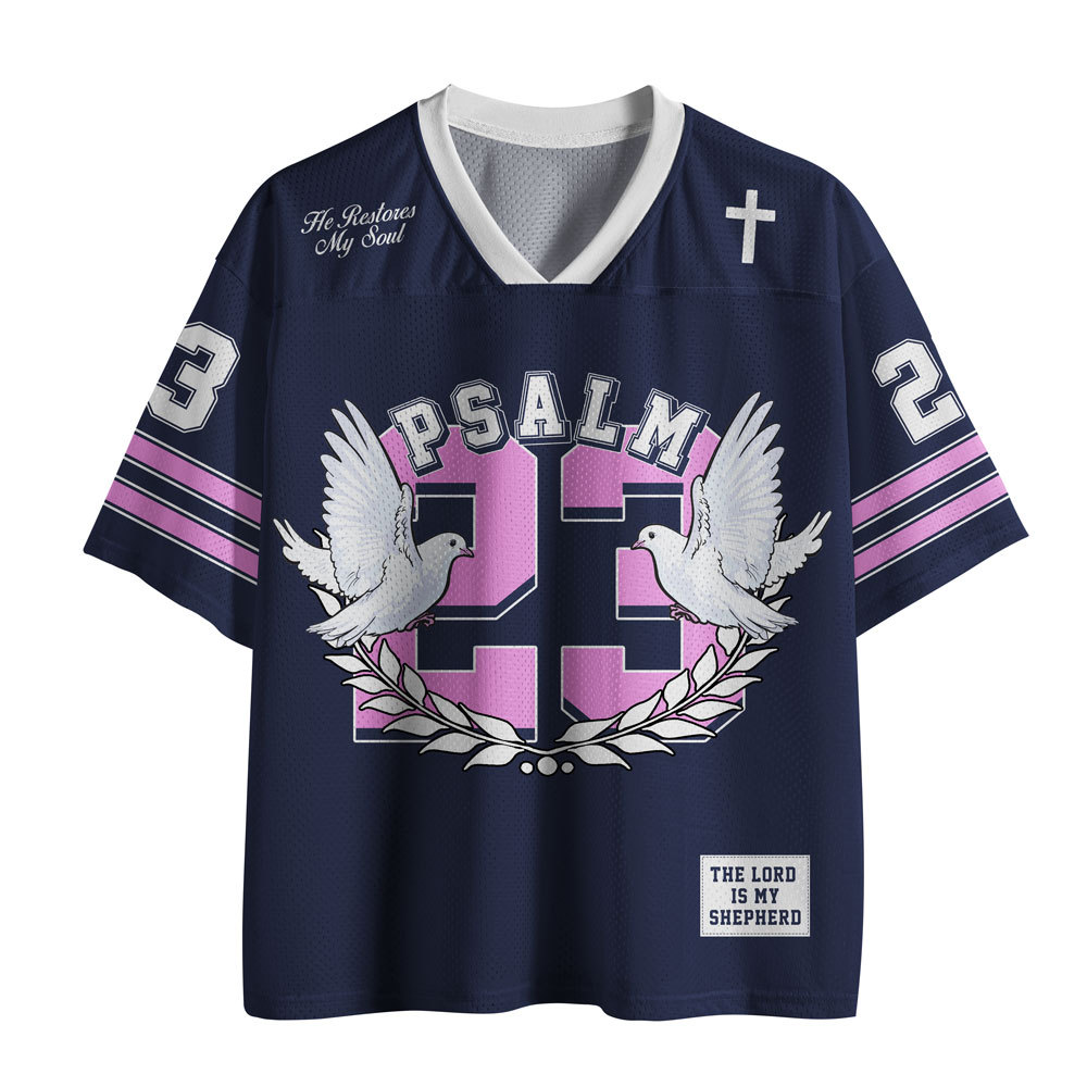 He Restore My Soul Christian Navy Mesh Jersey