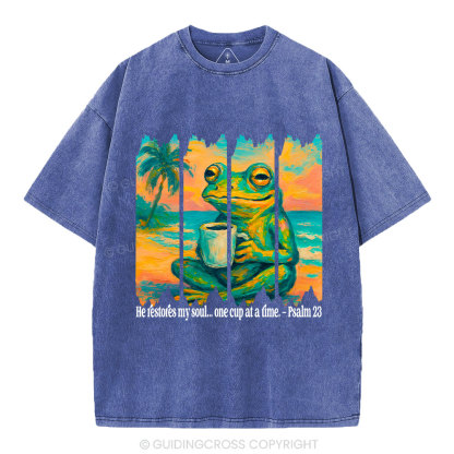 He Restore My Soul Christian Washed T-Shirt