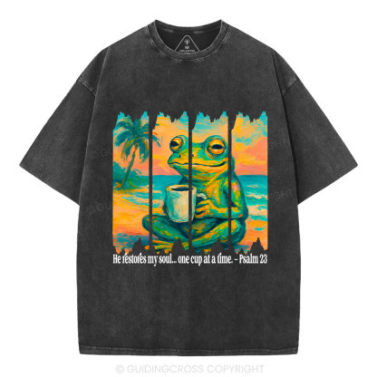 He Restore My Soul Christian Washed T-Shirt