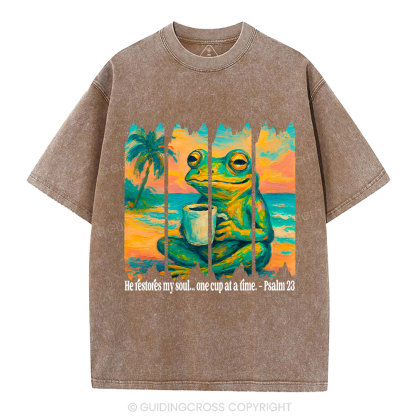 He Restore My Soul Christian Washed T-Shirt