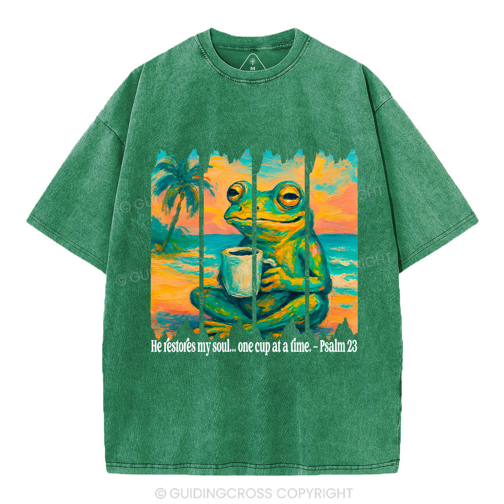 He Restore My Soul Christian Washed T-Shirt