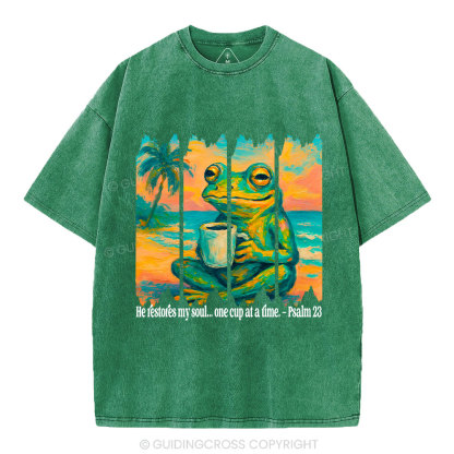 He Restore My Soul Christian Washed T-Shirt