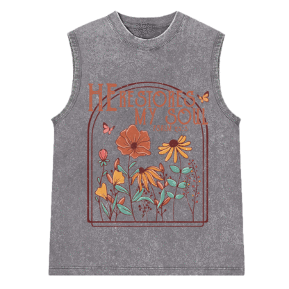 He Restores My Soul Christian Wasehd Sleeveless Tee