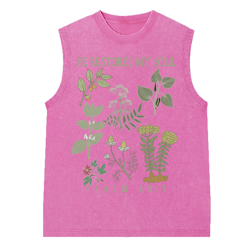 He Restores My Soul Christian Washed sleeveless Tee