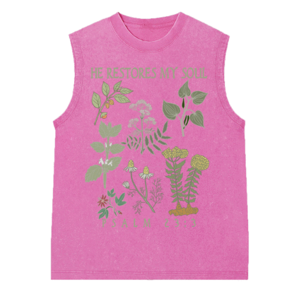 He Restores My Soul Christian Washed sleeveless Tee