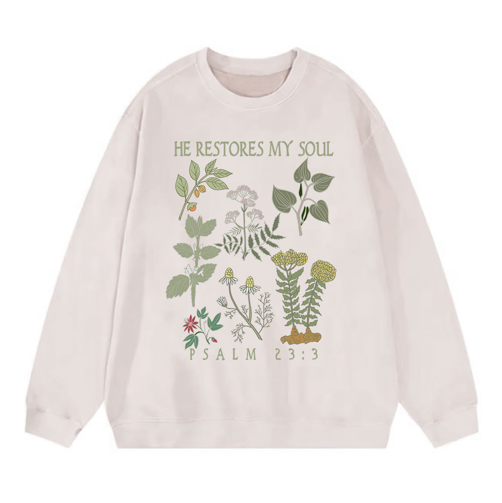 He Restores My Soul Christian Washed Sweatshirt