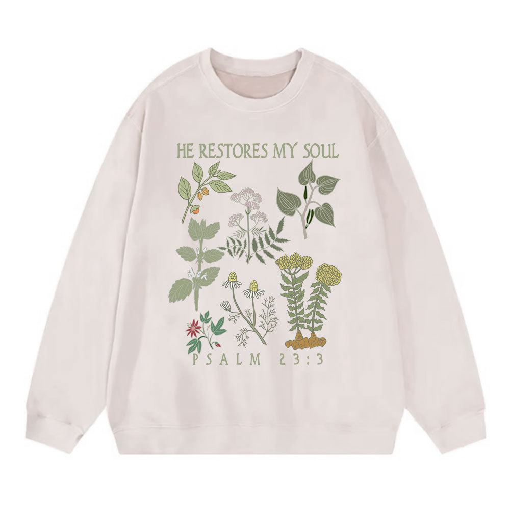 He Restores My Soul Christian Washed Sweatshirt