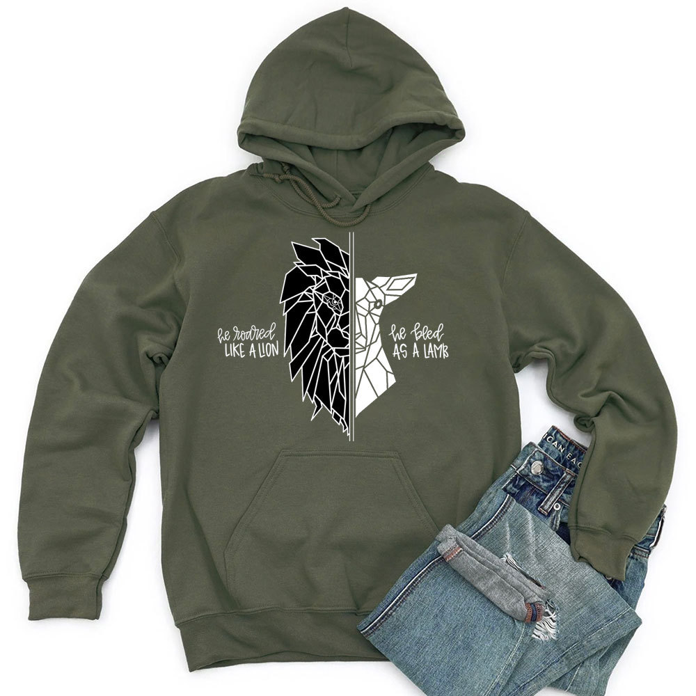 He Roared Like A Lion He Bled As A Lamb Christian Hoodie