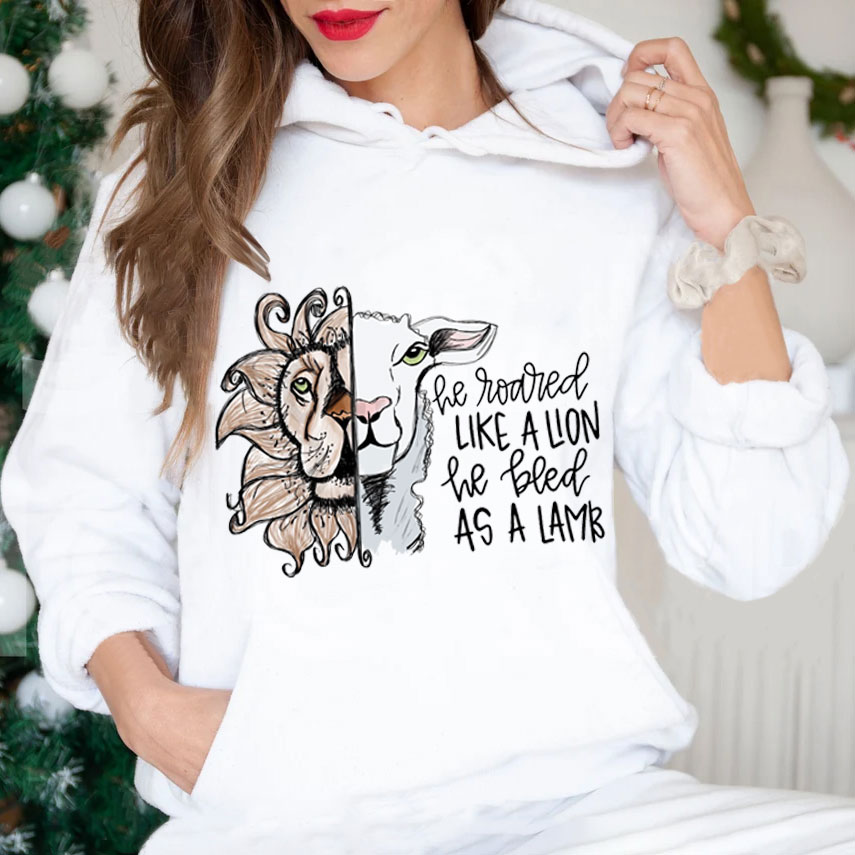 He Roared Like A Lion He Bled As A Lamb Christian Hoodie